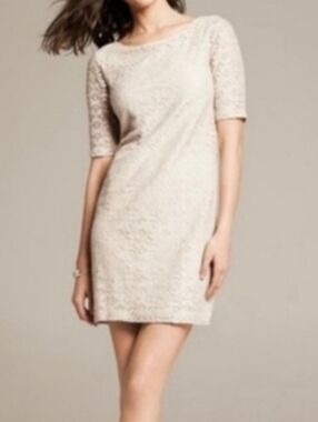 Banana Republic Silver Dollar Lace Dress in Tan 2